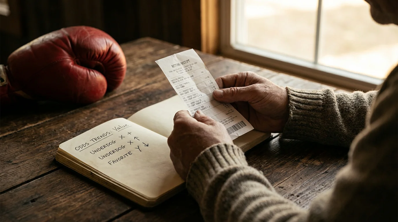 Value Betting beim Boxen – Quotenanalyse auf Papier neben einem Boxhandschuh